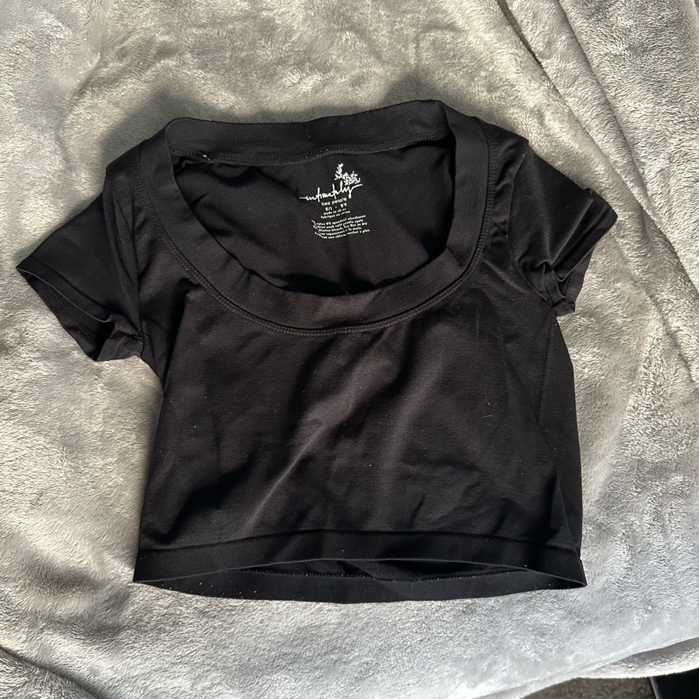 Free People Intimately Black Stretchy Crop Top - XS/S